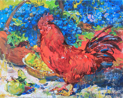 Rooster And Grapes