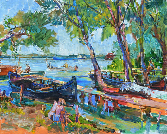 Riverboats Under Trees