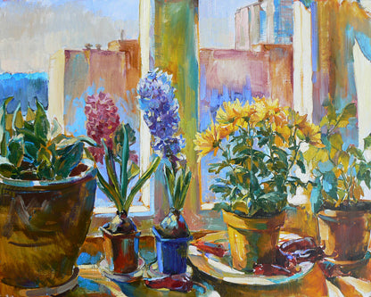 Sunlit Window Flowers