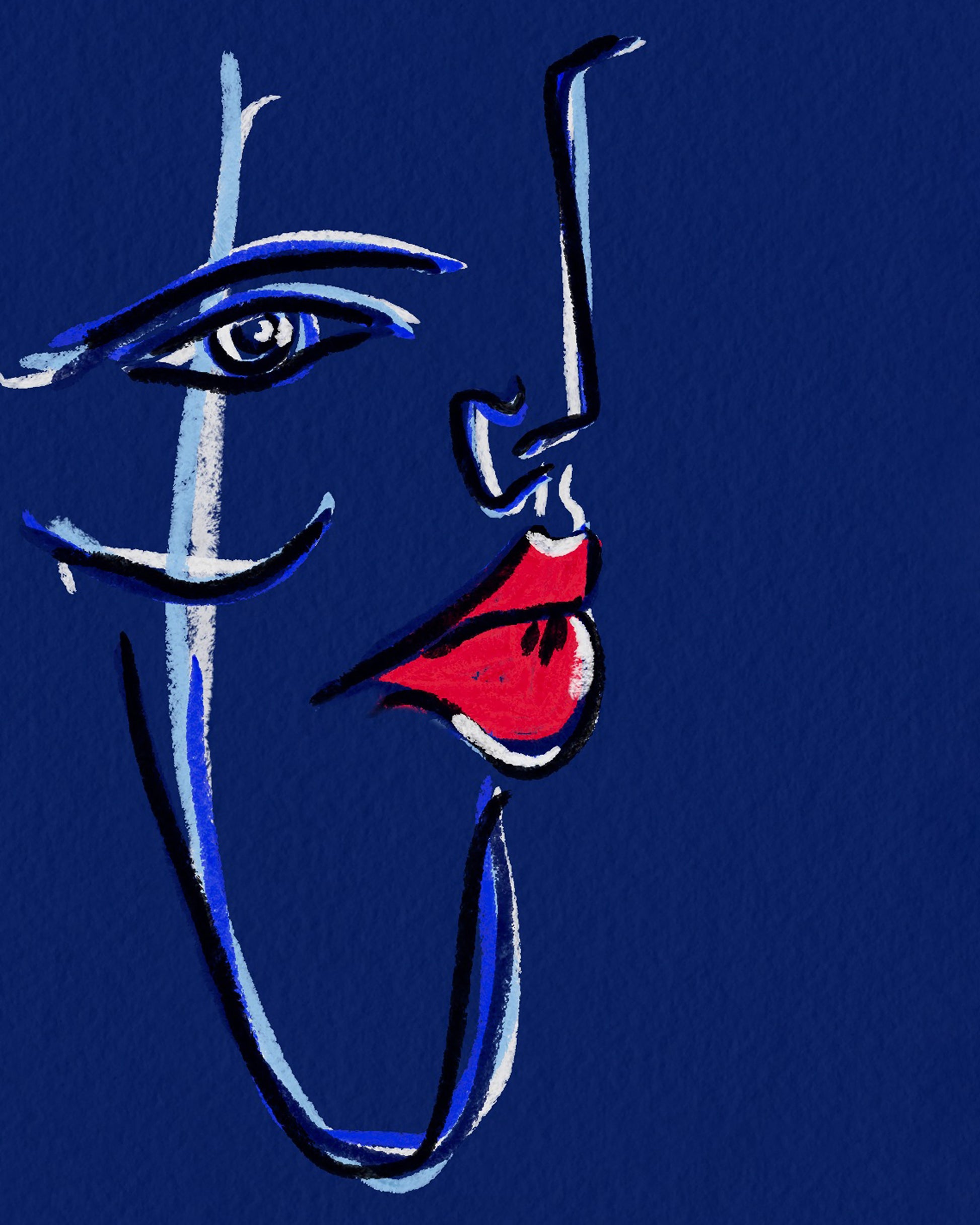 Blue Face Outline