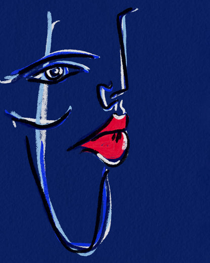 Blue Face Outline