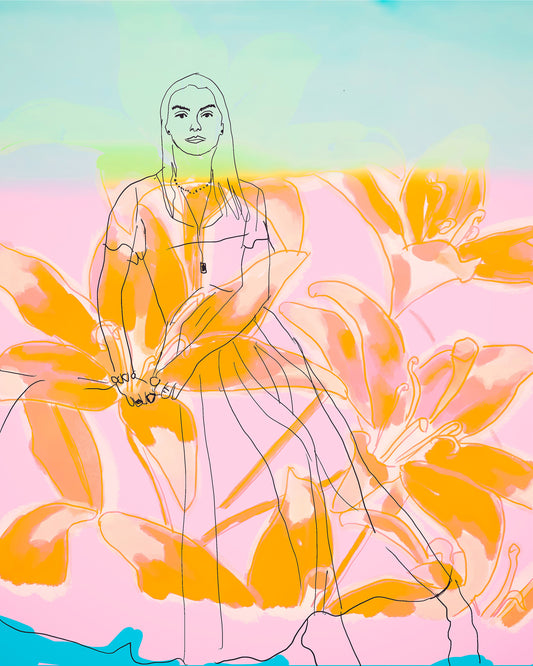 Orange Floral Sketch