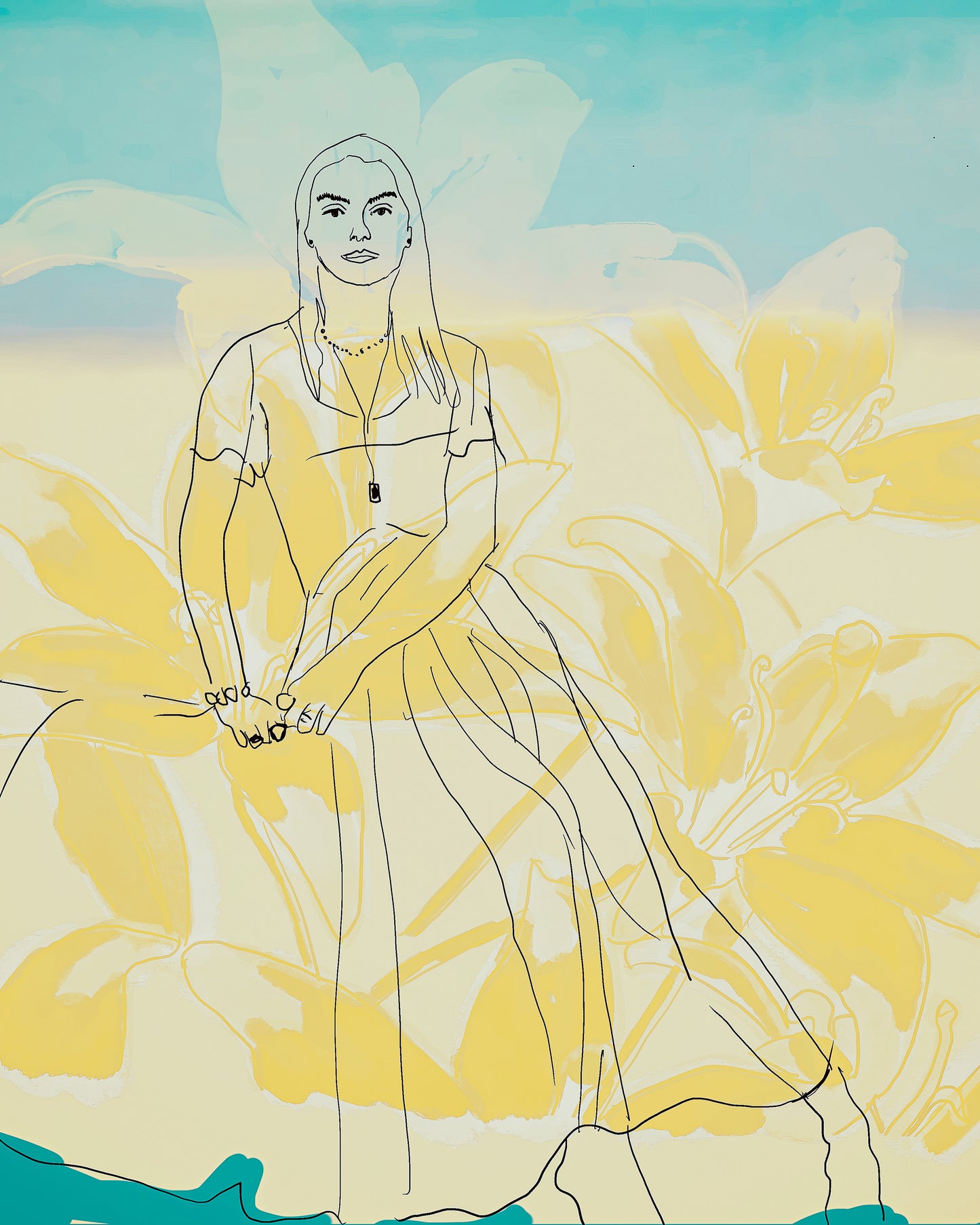 Yellow Floral Sketch