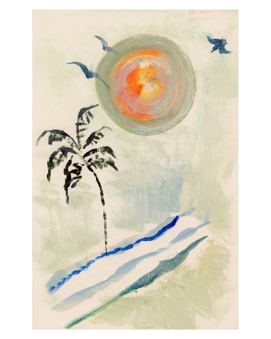 Abstract Tropical Sunset Palm