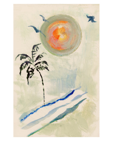 Abstract Tropical Sunset Palm