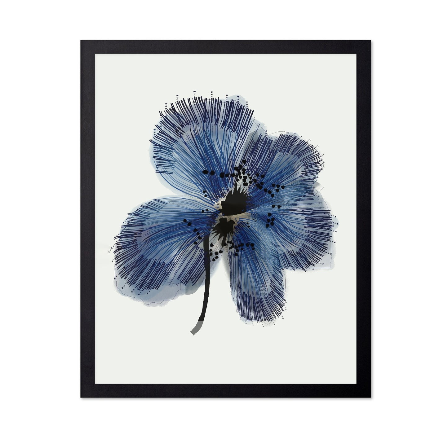 Blue Botanical Ink Flower