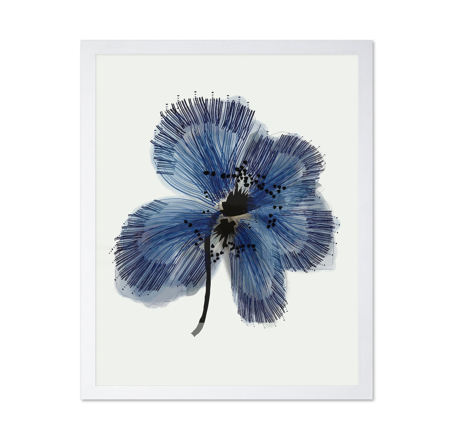 Blue Botanical Ink Flower