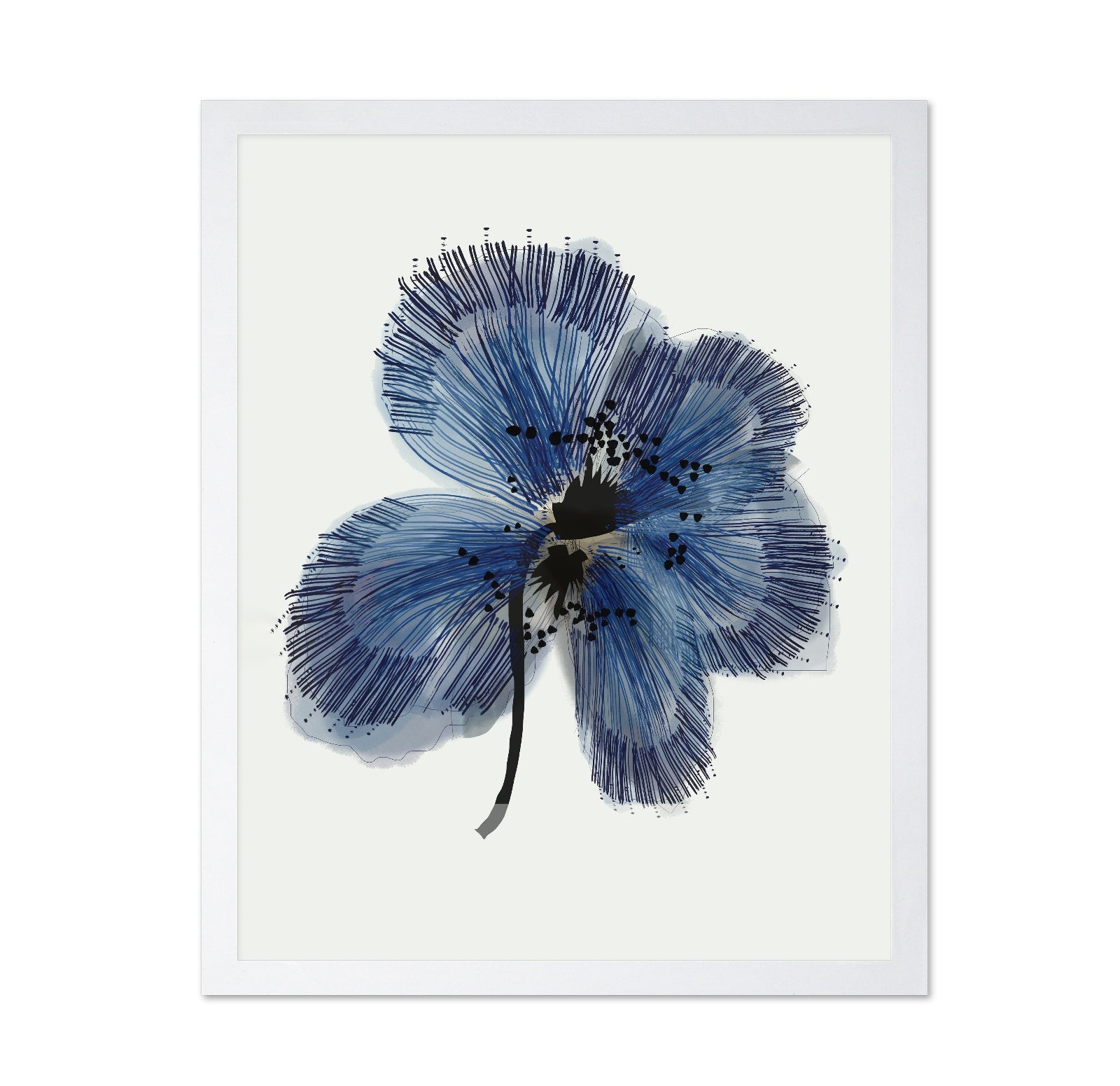 Blue Botanical Ink Flower