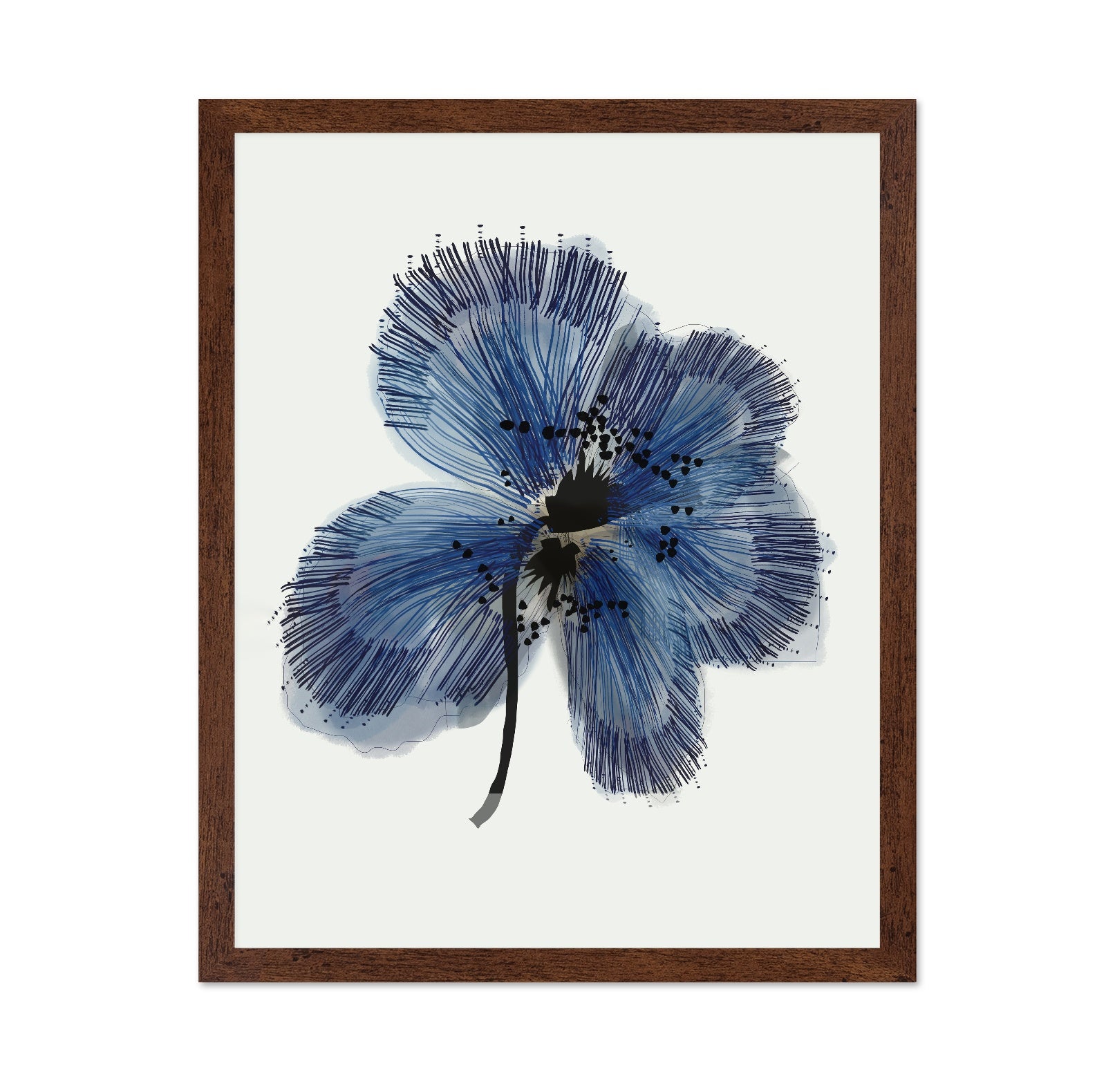 Blue Botanical Ink Flower