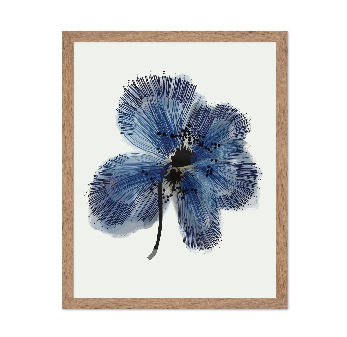 Blue Botanical Ink Flower