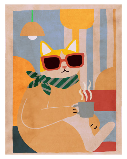 Stylish Cat Coffee Moment