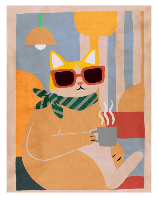 Stylish Cat Coffee Moment