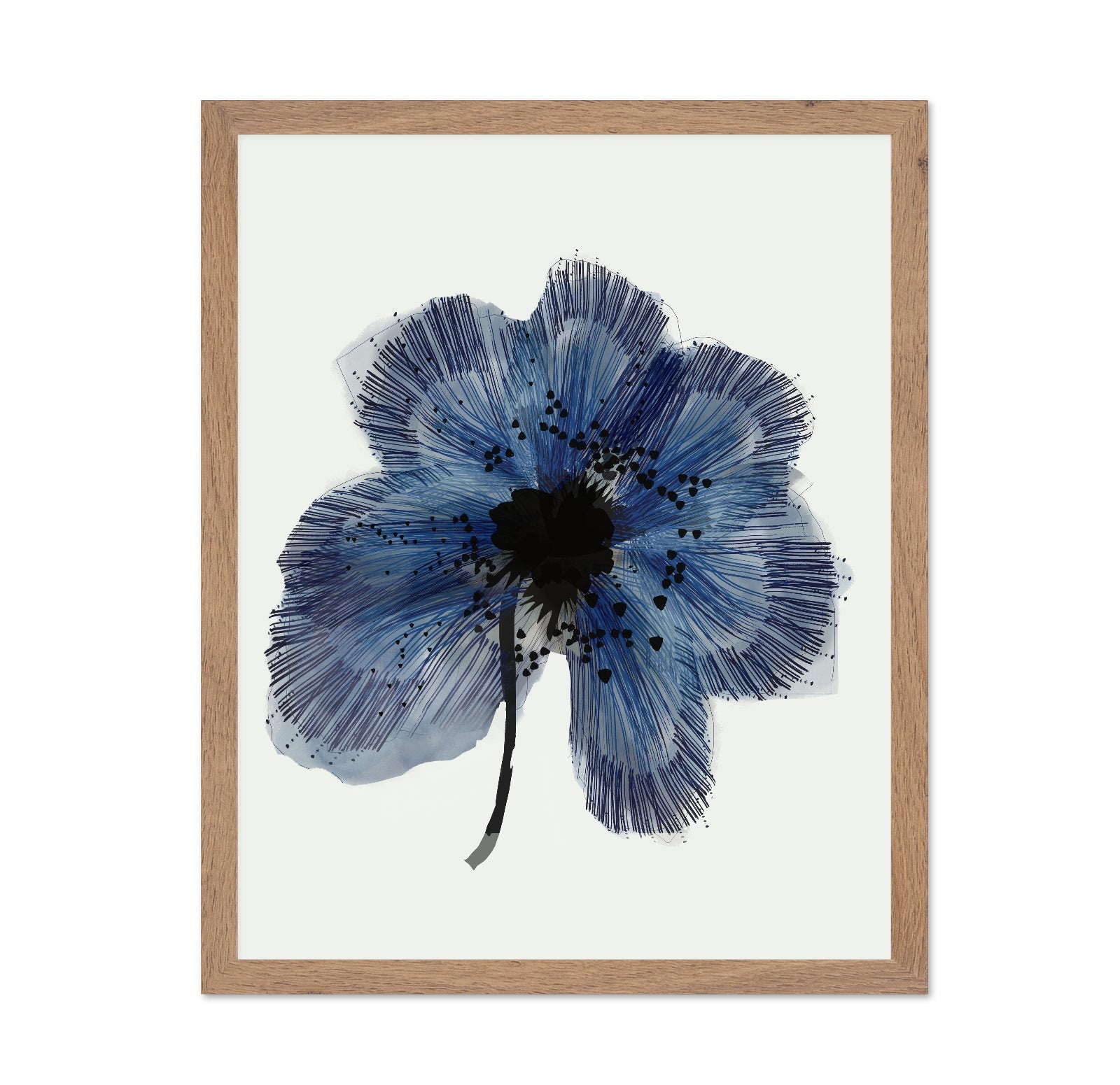 Blue Ink Flower Bloom