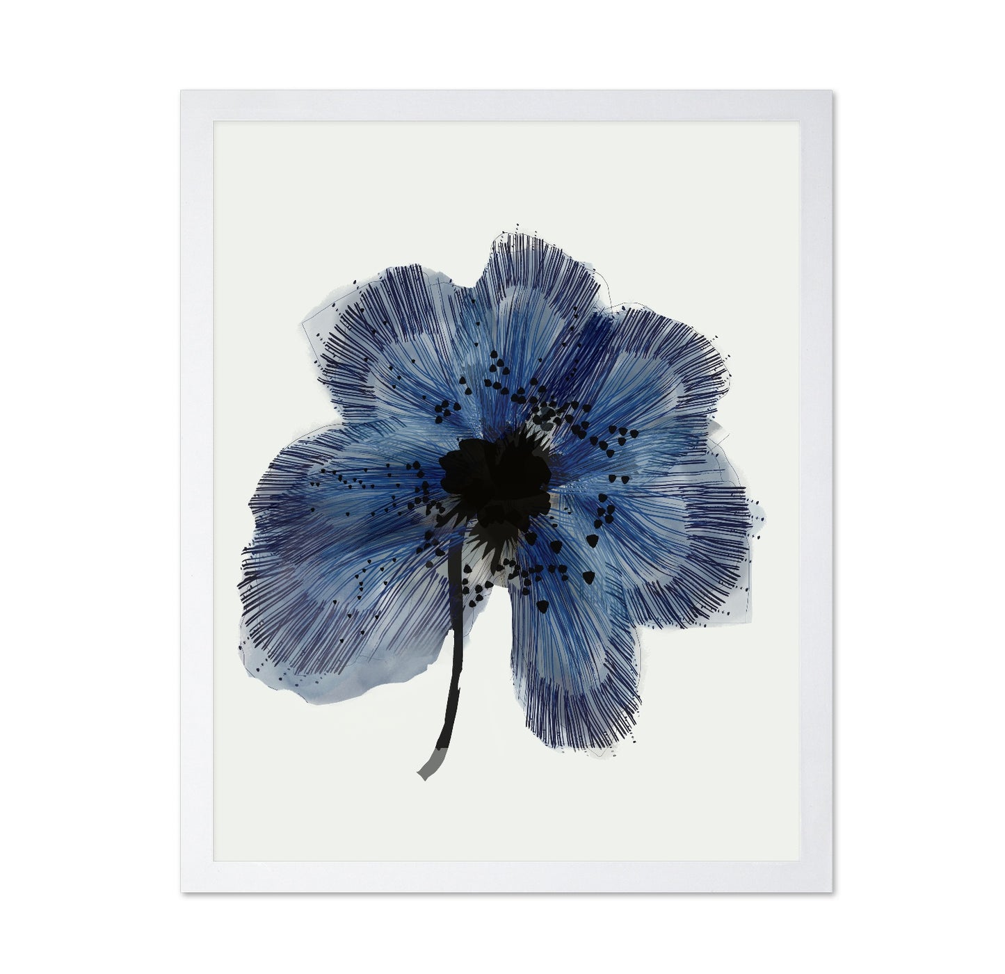 Blue Ink Flower Bloom