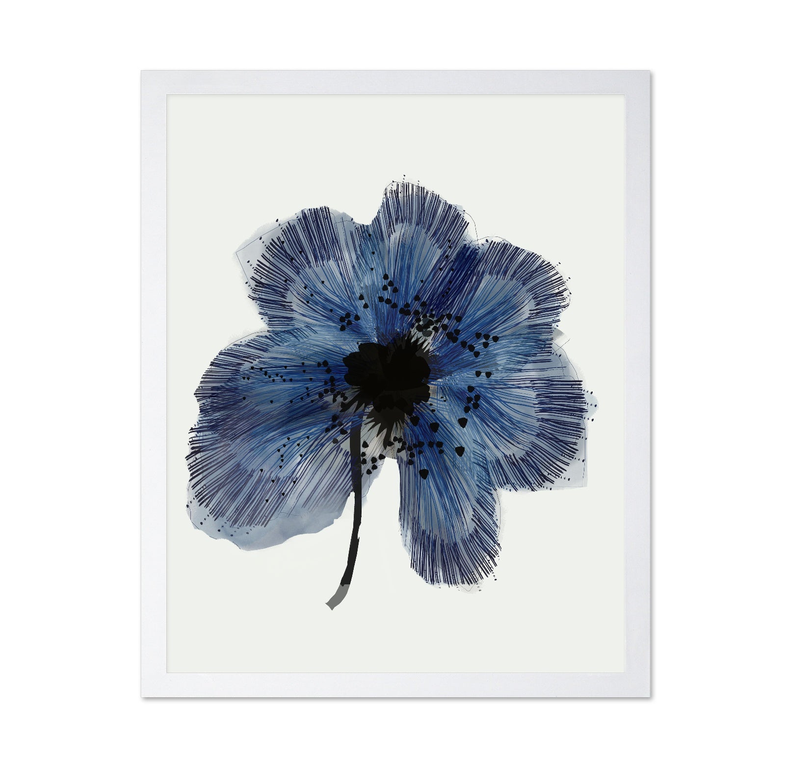 Blue Ink Flower Bloom