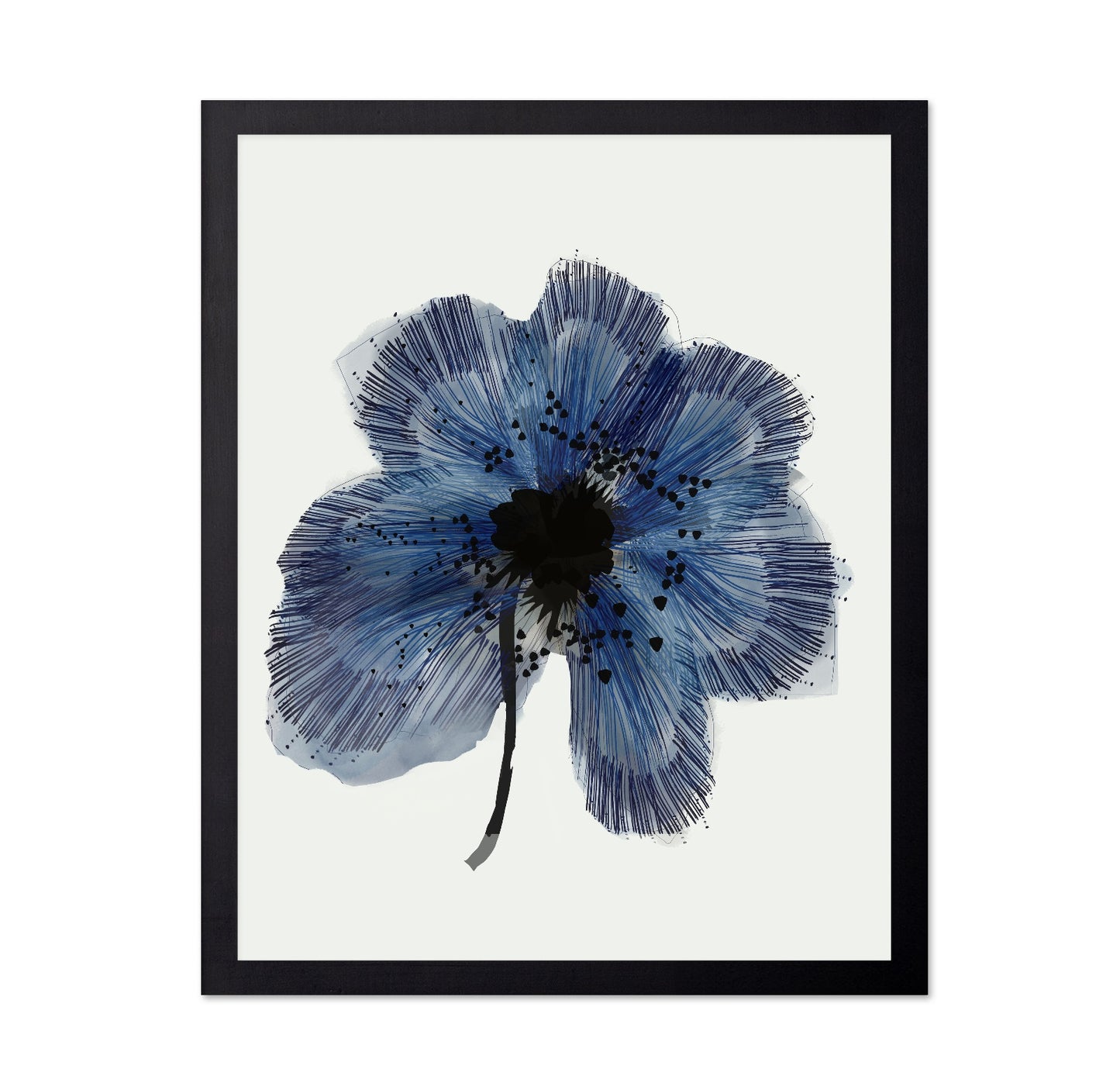 Blue Ink Flower Bloom
