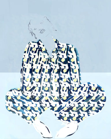 Blue Patterned Relaxed Figure