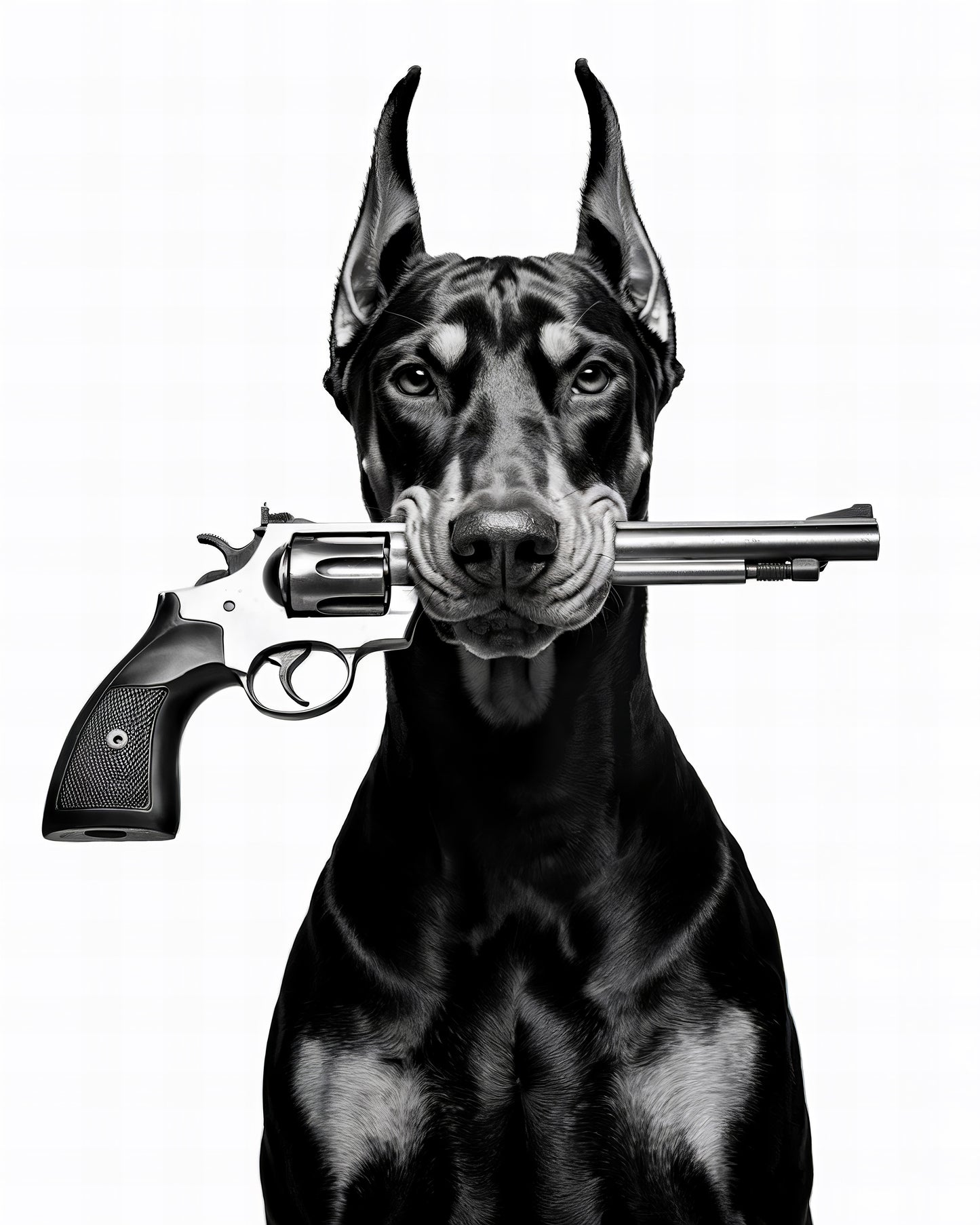 Doberman With Revolver
