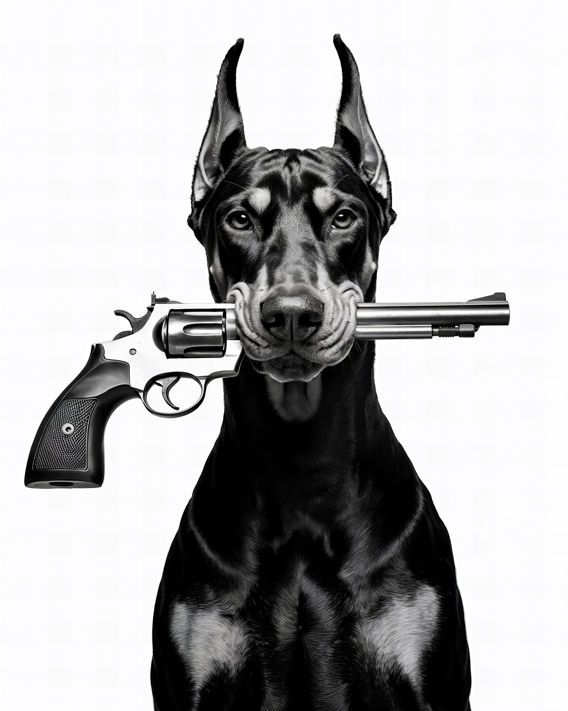 Doberman With Revolver