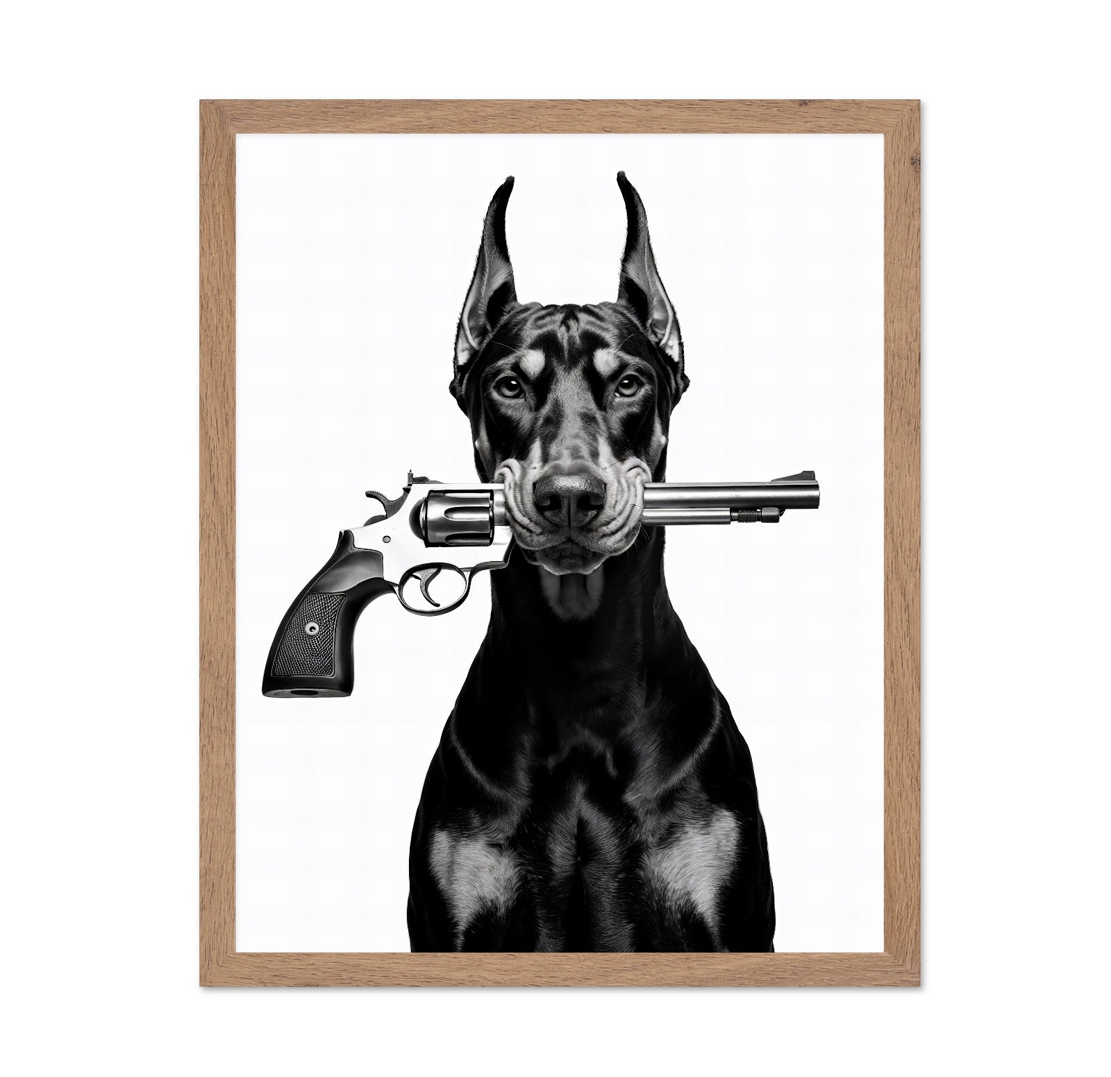 Doberman With Revolver