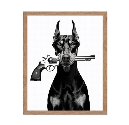Doberman With Revolver
