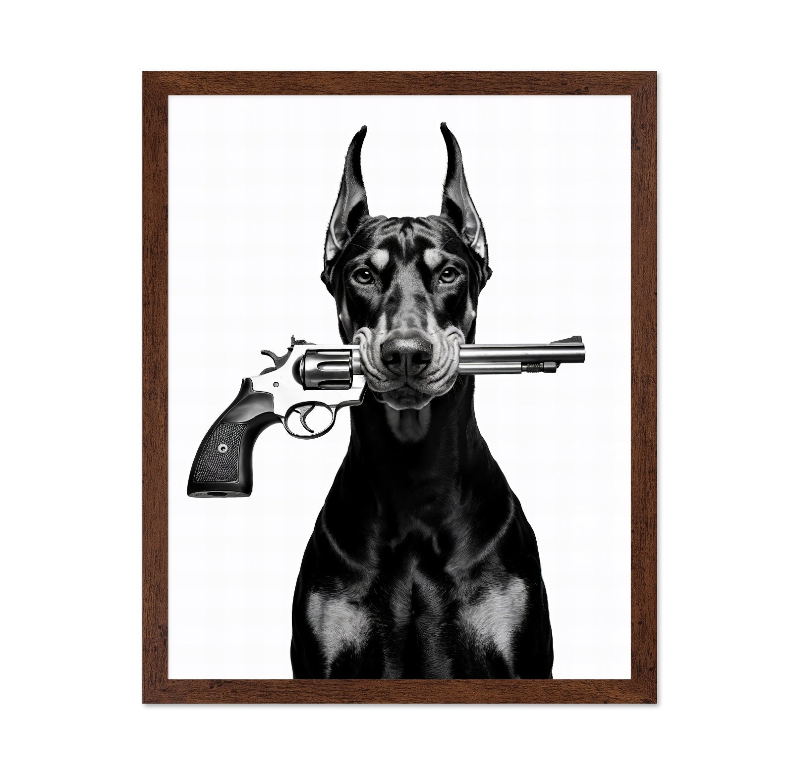 Doberman With Revolver