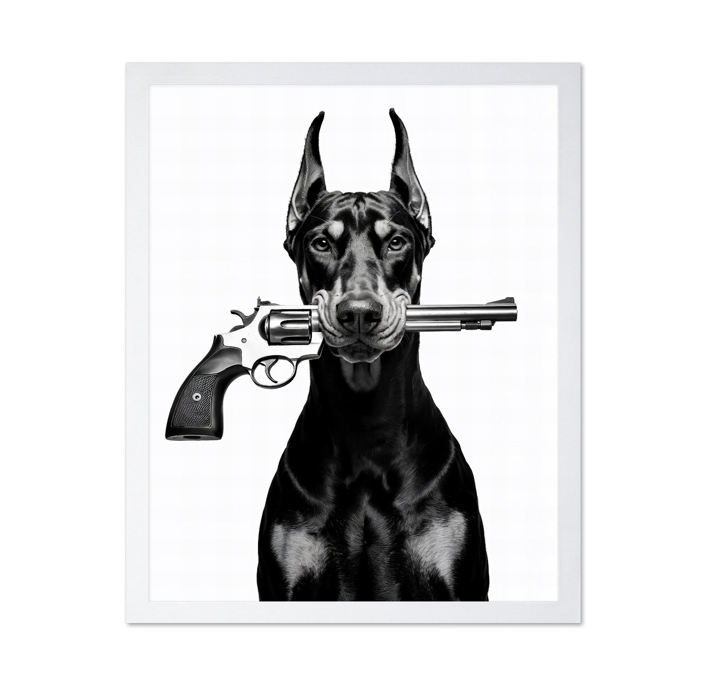 Doberman With Revolver