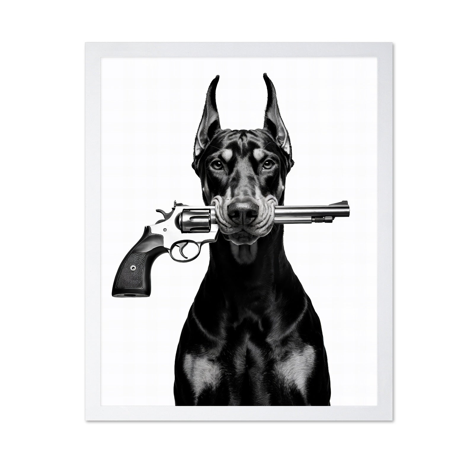 Doberman With Revolver