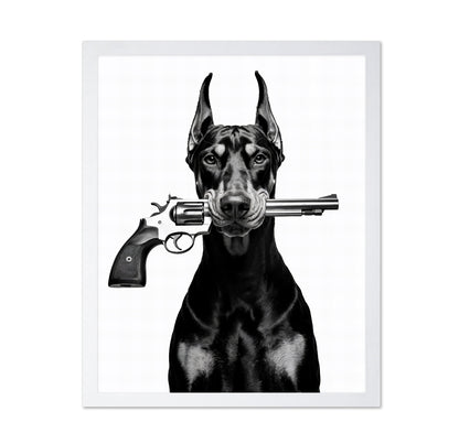 Doberman With Revolver