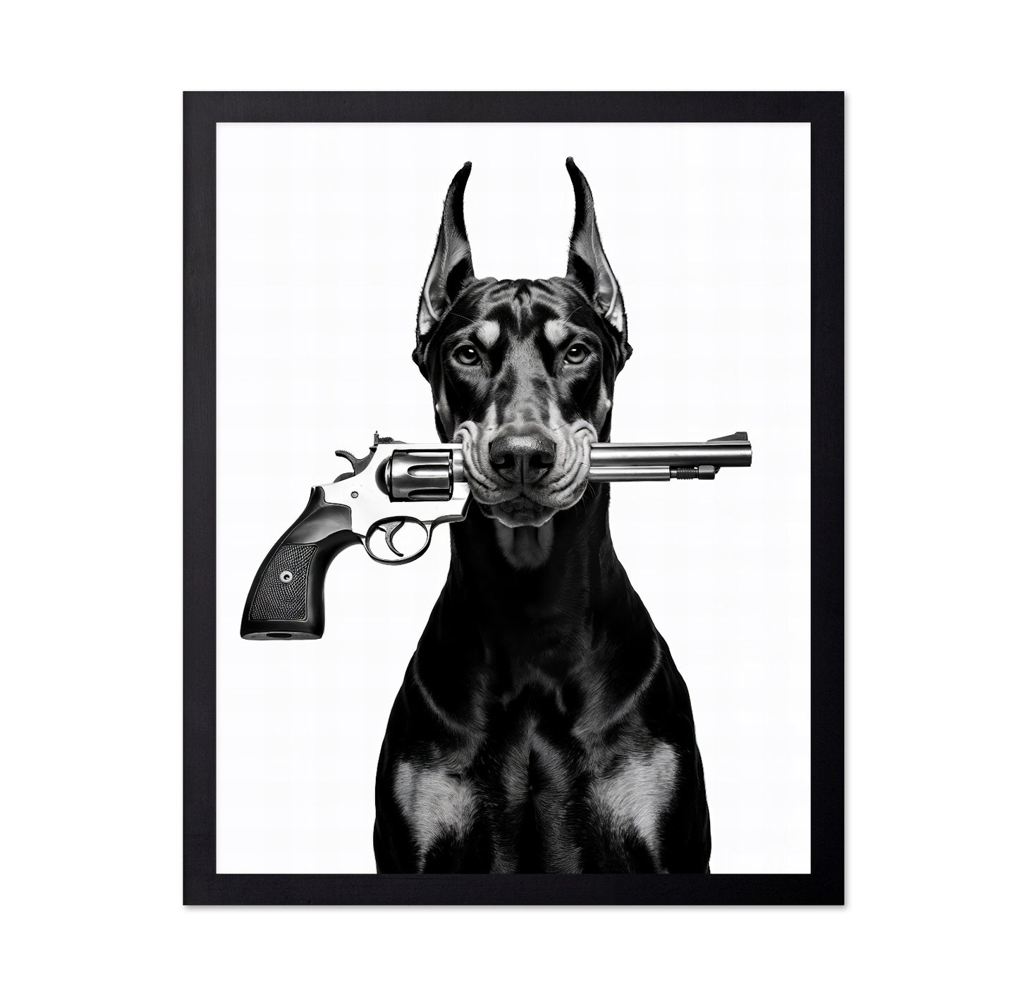 Doberman With Revolver