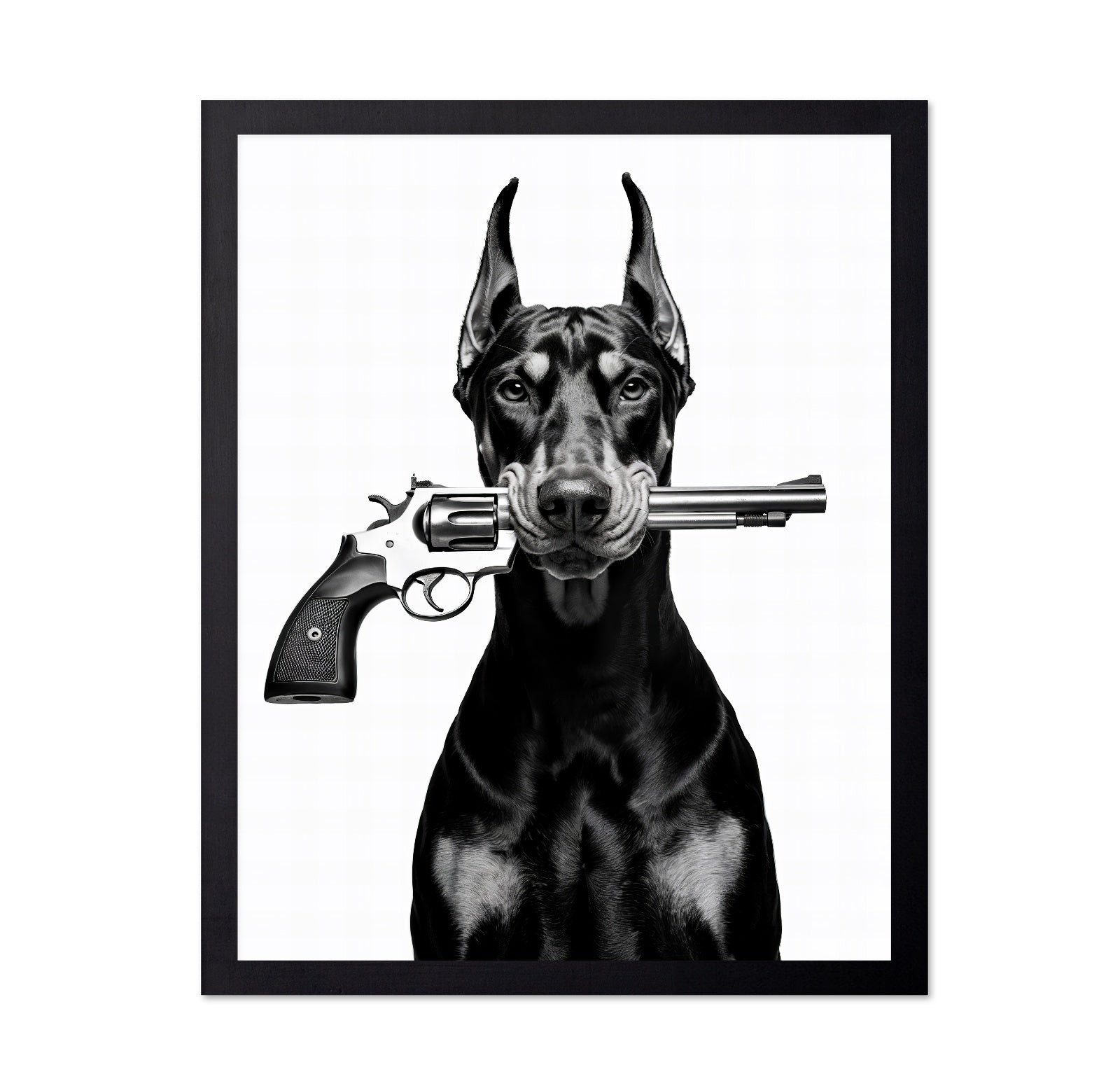 Doberman With Revolver