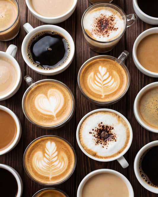 Assorted Coffee Cups Top View