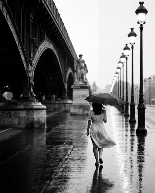 Rainy Paris Walk with Umbrella