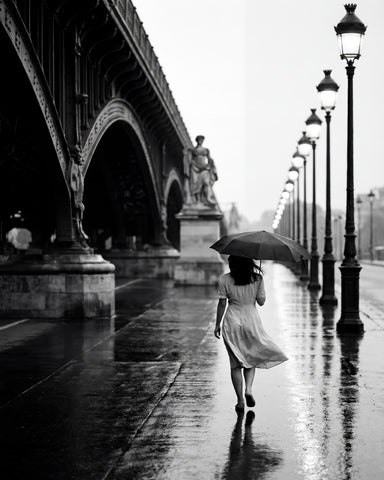 Rainy Paris Walk with Umbrella