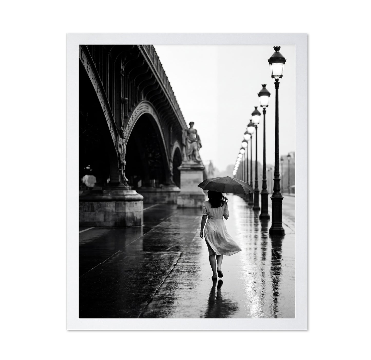 Rainy Paris Walk with Umbrella