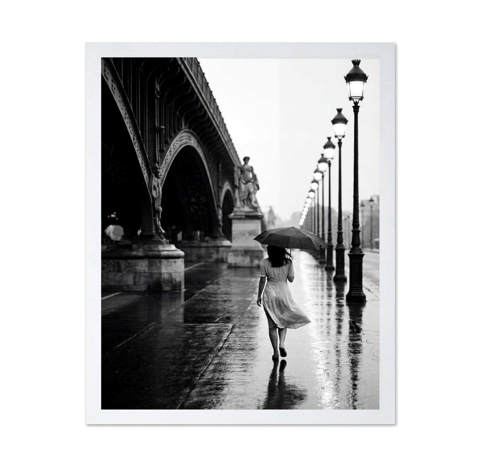 Rainy Paris Walk with Umbrella