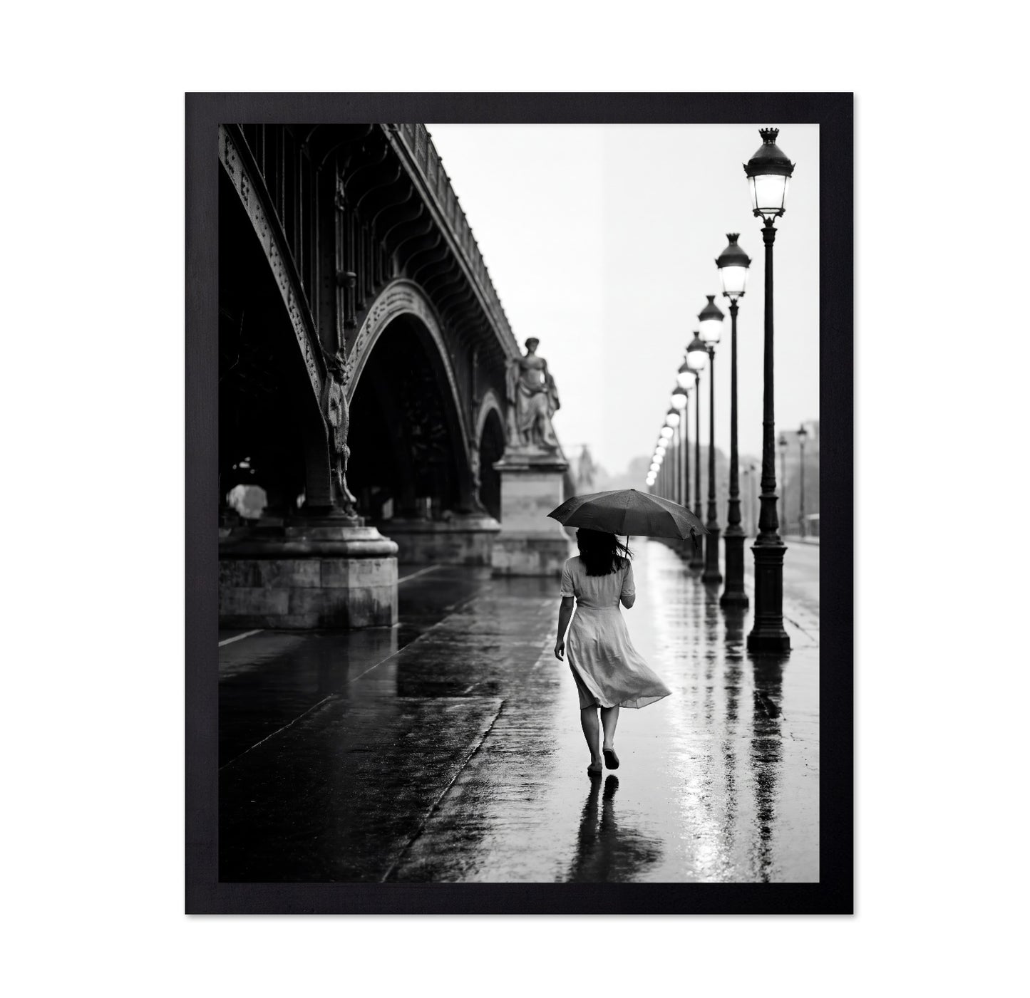Rainy Paris Walk with Umbrella
