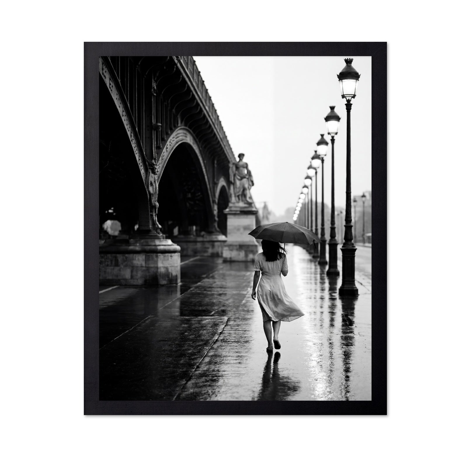 Rainy Paris Walk with Umbrella