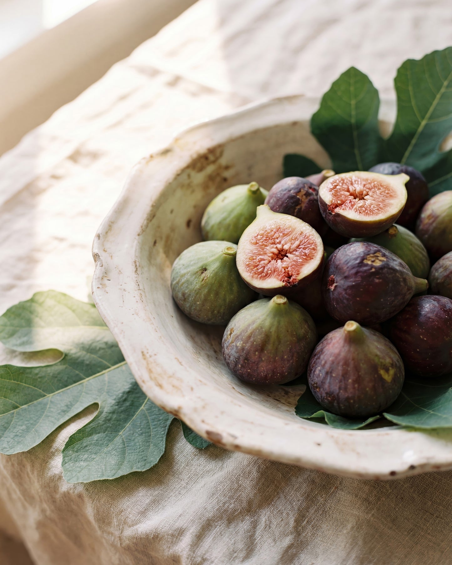 Fresh Figs in Rustic Bowl
