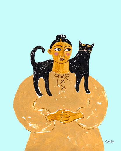 Woman With Black Cat No5