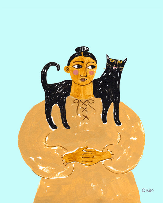 Woman With Black Cat No5