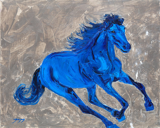 Blue Galloping Horse