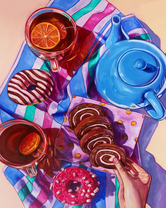 Tea and Donuts Breakfast Still Life