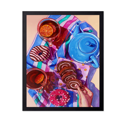 Tea and Donuts Breakfast Still Life