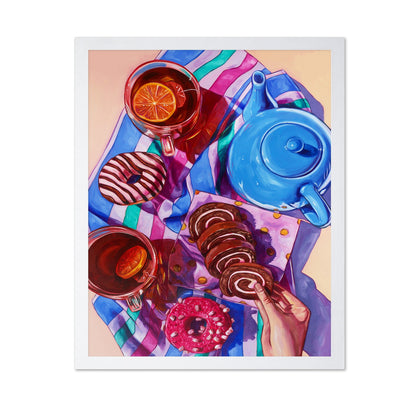 Tea and Donuts Breakfast Still Life