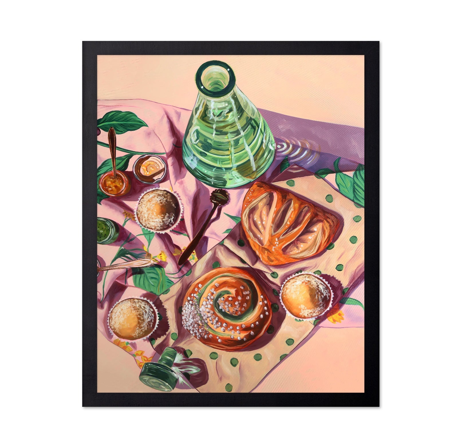 Pastry and Green Bottle Breakfast Still Life