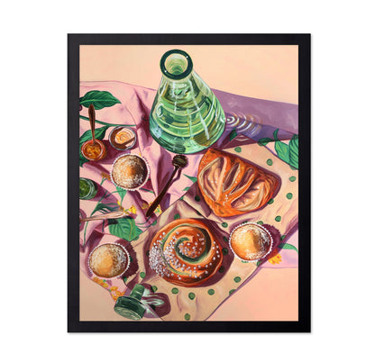 Pastry and Green Bottle Breakfast Still Life