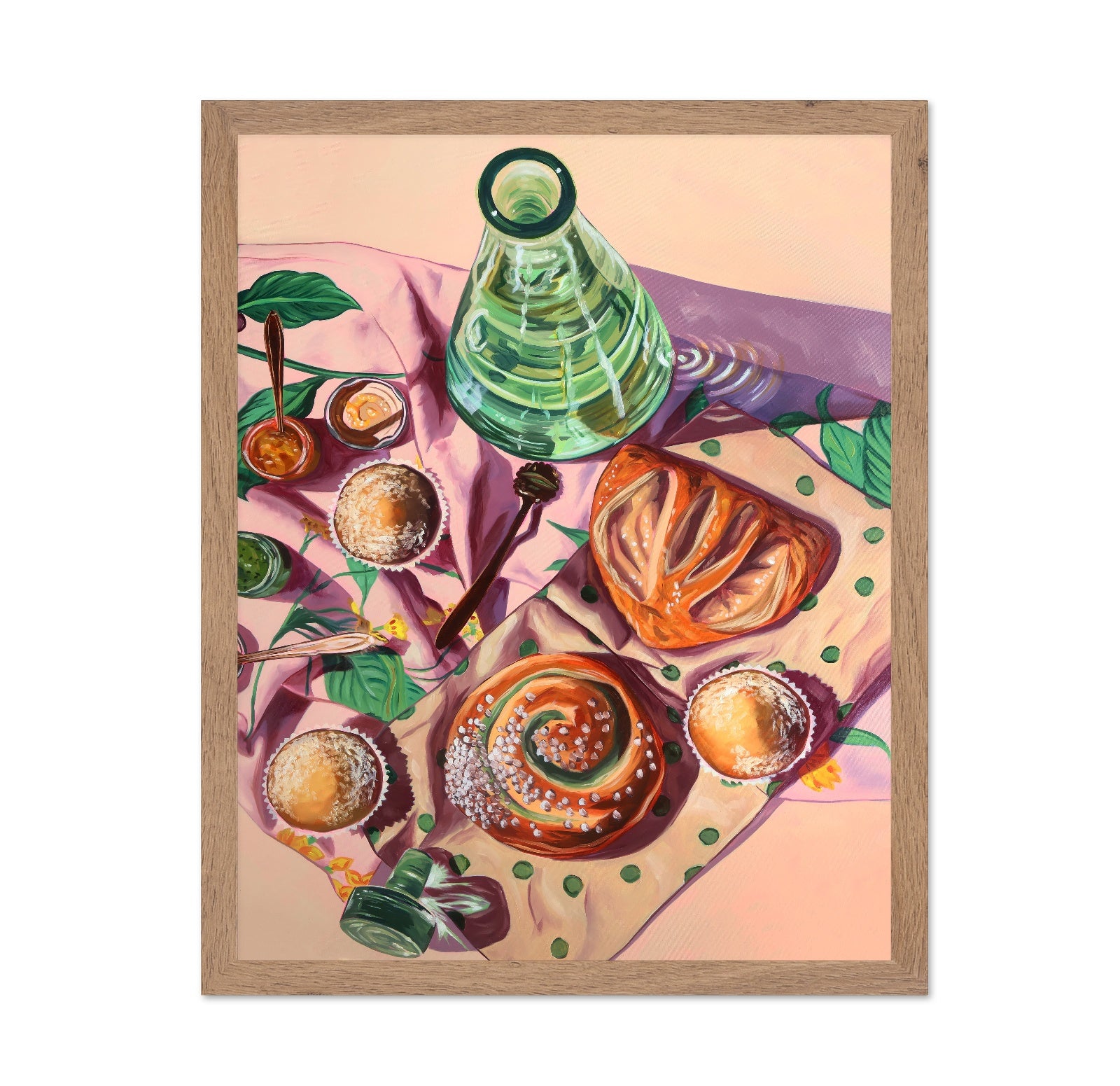 Pastry and Green Bottle Breakfast Still Life
