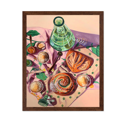 Pastry and Green Bottle Breakfast Still Life