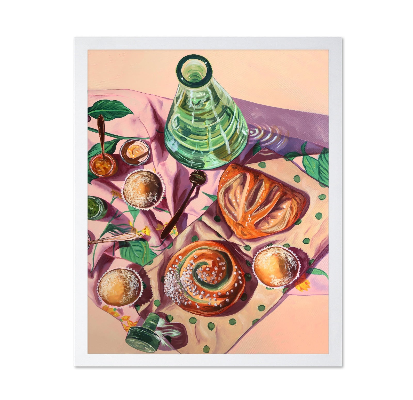 Pastry and Green Bottle Breakfast Still Life